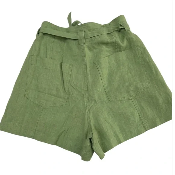 Madewell 100% Linen Paperbag Shorts Tie-Front Women's 6 Seedling Green NWT - Picture 4 of 7
